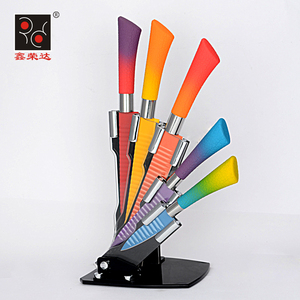 A Set Of Imitated Ceramic Knives With Colorful Coating 2Cr13 Steel Knife Set Kitchen